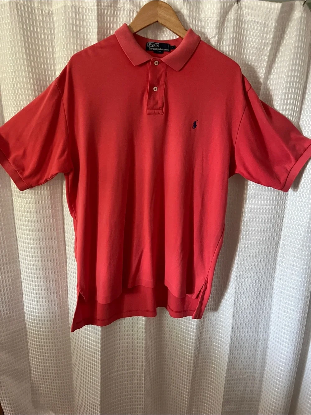 Polo Ralph Lauren Polo Shirt Coral Short Sleeve Cotton Pony Logo Men's L